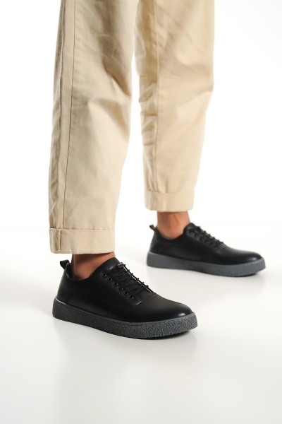 Mubiano 1326-S Hakiki Deri Siyah Erkek Spor Ayakkabı & Sneaker 