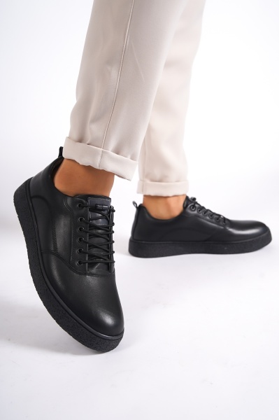 Mubaino 1326-SS Hakiki Deri Siyah/Siyah Erkek Spor Ayakkabı & Sneaker 