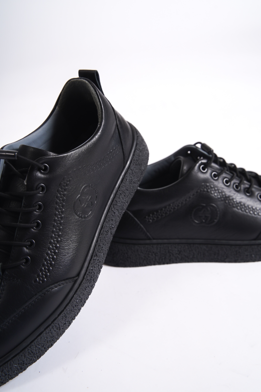 Mubiano 4500-S Hakiki Deri Siyah Erkek Spor Ayakkabı & Sneaker - 3