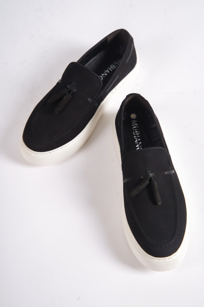 Mubiano 22106-S Hakiki Nubuk Deri Siyah Kalın Taban Püsküllü Erkek Loafer & Günlük Ayakkabı - 7