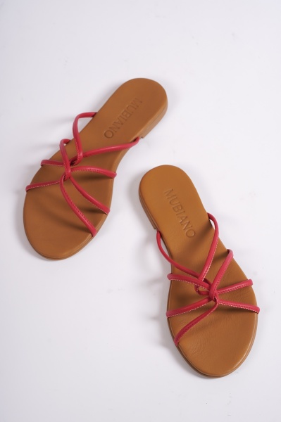 Mubiano 23603-KR Hakiki Deri Kadın Kırmızı Sandalet & Terlik - 4
