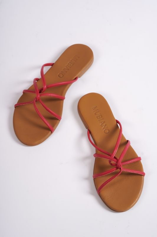 Mubiano 23603-KR Hakiki Deri Kadın Kırmızı Sandalet & Terlik - 4