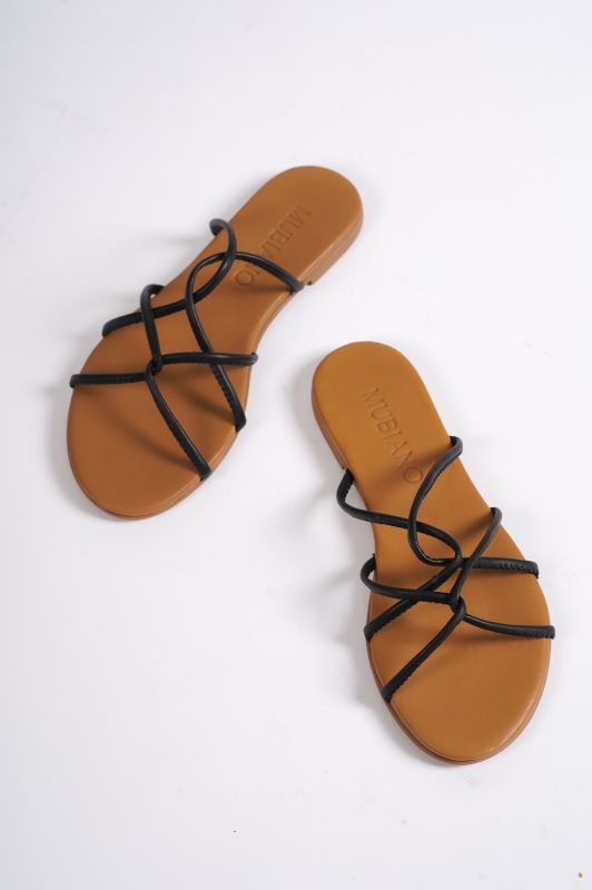 Mubiano 23603-S Hakiki Deri Kadın Siyah Sandalet & Terlik - 2