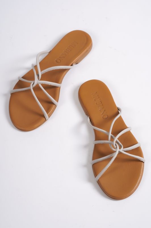 Mubiano 23603-VZ Hakiki Deri Kadın Vizon Sandalet & Terlik - 2