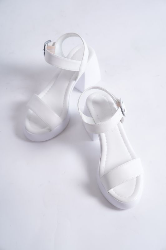 Mubiano 846-B Kalın Taban Beyaz Platform Kadın Sandalet - 3