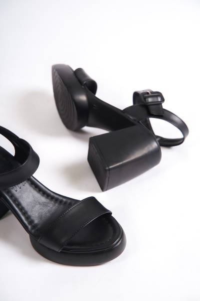 Mubiano 846-S Kalın Taban Siyah Platform Kadın Sandalet - 2