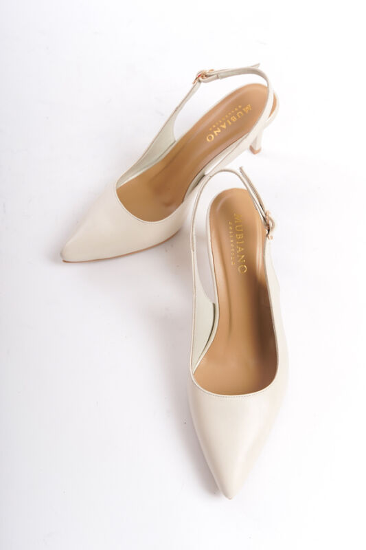 Mubiano Collection Kadın Topuklu Deri Stiletto & Ayakkabı Bej -MCRGN80124-BJ - 6