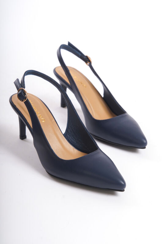 Mubiano Collection Kadın Topuklu Deri Stiletto & Ayakkabı Lacivert -MCRGN80124-LCV - 9