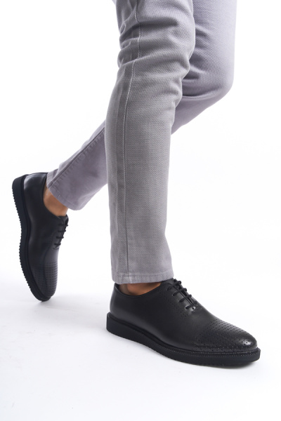 Mubiano Erkek Deri Bağcıklı Klasik Ayakkabı Siyah-MBEYY23212-S - 7