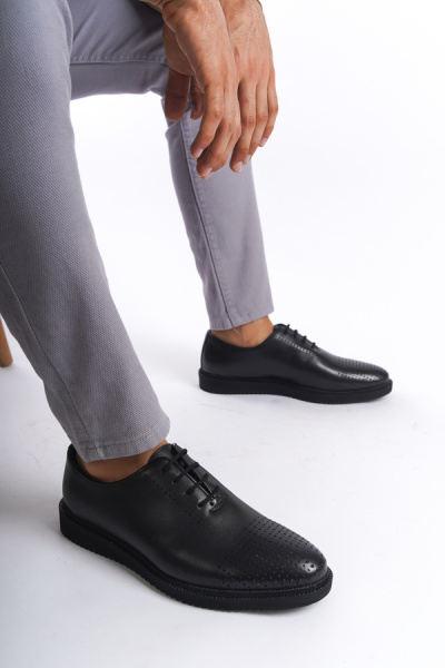 Mubiano Erkek Deri Bağcıklı Klasik Ayakkabı Siyah-MBEYY23212-S - 2