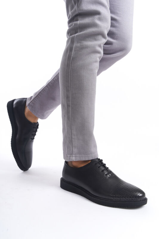 Mubiano Erkek Deri Bağcıklı Klasik Ayakkabı Siyah-MBEYY23212-S - 4