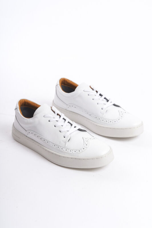 Mubiano Erkek Deri Spor Ayakkabı & Sneaker Beyaz-MBKRY013-B - 6