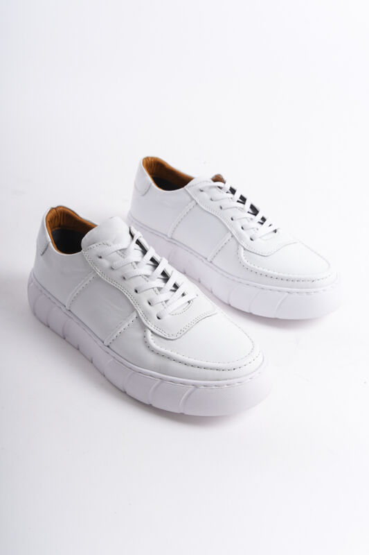Mubiano Erkek Deri Spor Ayakkabı & Sneaker Beyaz -MBKRY650-B - 11