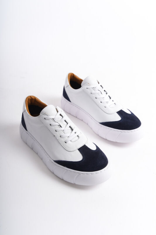 Mubiano Erkek Deri Spor Ayakkabı & Sneaker Lacivert/Beyaz -MBKRY506-LCVB - 2