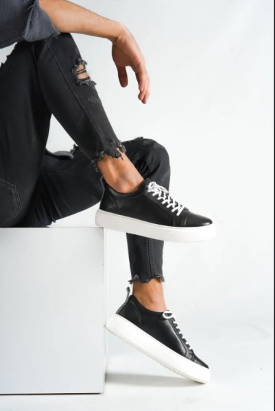 Mubiano M3-SB Siyah/Beyaz Hakiki Deri Erkek Spor Ayakkabı & Sneaker 