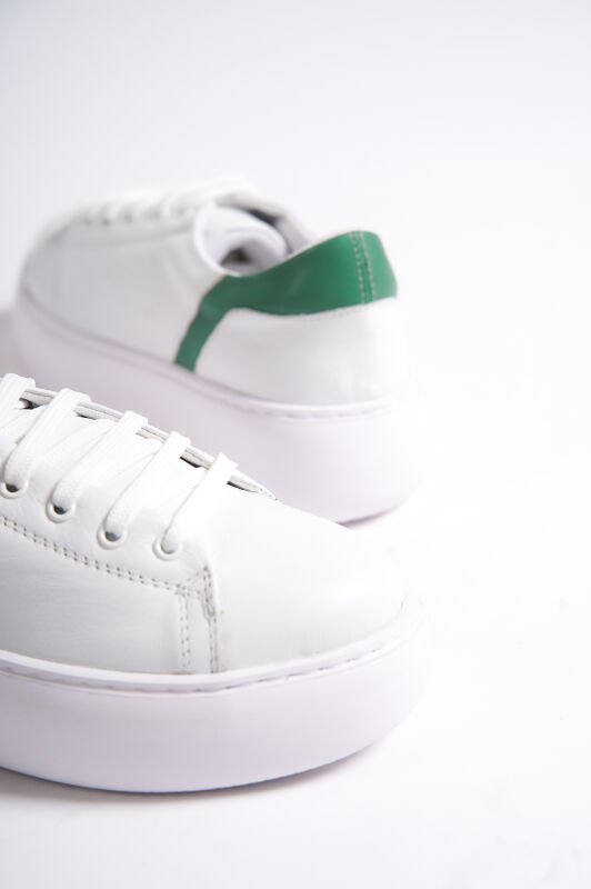 Mubiano MB6303-BY Kadın Kalın Taban Beyaz Yeşil Hakiki Deri Sneaker & Spor Ayakkabı - 3