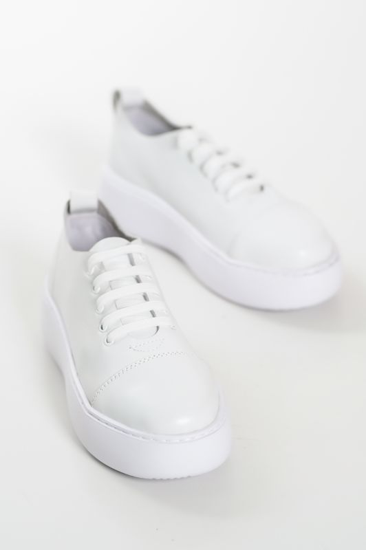 Mubiano MB6304-B Kadın Kalın Taban Beyaz Hakiki Deri Sneaker & Spor Ayakkabı - 1