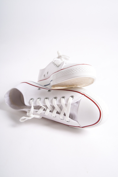 Mubiano MBCVS200B Düz Taban Bağcıklı Erkek Beyaz Bez Spor Ayakkabı & Sneaker - 4
