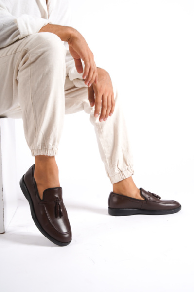 Mubiano MBD100-K Kahve Hakiki Deri İnce Taban Püsküllü Erkek Loafer & Günlük Ayakkabı 