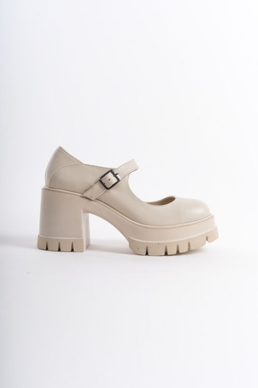 Mubiano MBERR601-N Kadın Kalın Topuklu Tek Bantlı Nude Kolej Ayakkabı - 3