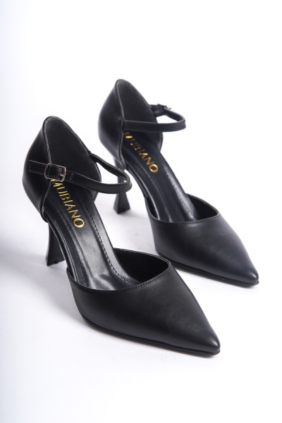 Mubiano MBHRN940-S Kadın Sivri Burun Bilekten Bağlı Siyah Yüksek Topuklu Ayakkabı & Stiletto - 8
