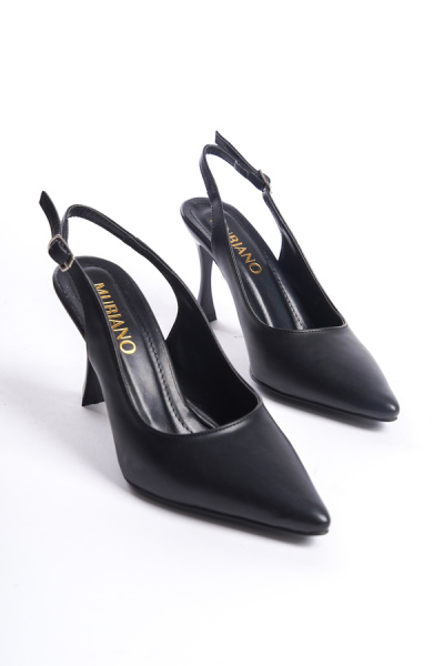Mubiano MBHRN950-S Kadın Arkası Açık Sivri Burun Siyah Yüksek Topuklu Ayakkabı & Stiletto - 4