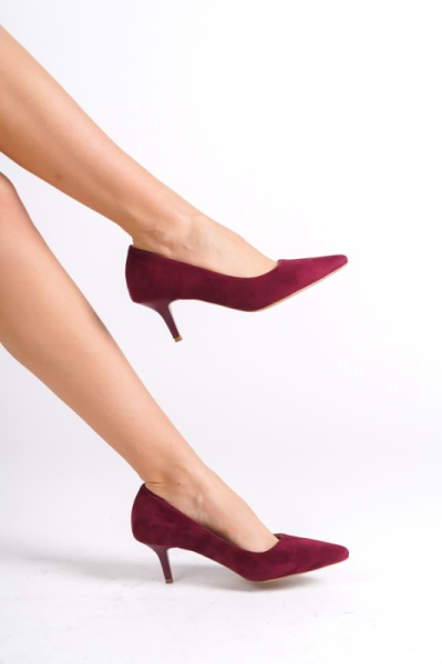 Mubiano MBHRNS977-BRD Kadın Süet İnce 6 cm Topuklu Bordo Stiletto & Topuklu Ayakkabı - 1