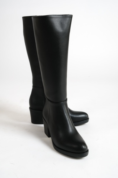Mubiano MBHSN7072-S Kadın Siyah Kalın Topuklu Fermuarlı Uzun Çizme - 4