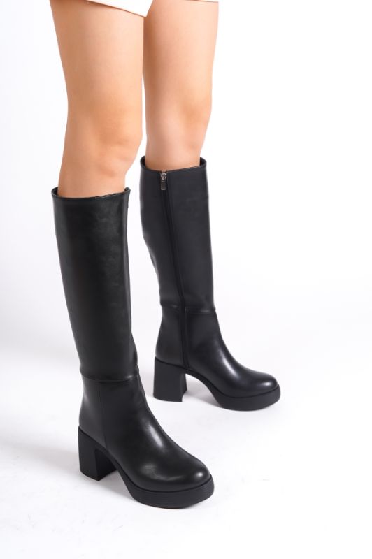 Mubiano MBIBR204-S Kadın Siyah Platform Kalın Topuklu Uzun Çizme - 1