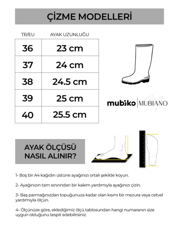 Mubiano MBIBR6004-RS Siyah Rugan Arkası Elastik Strech Bantlı Uzun Çizme - 5