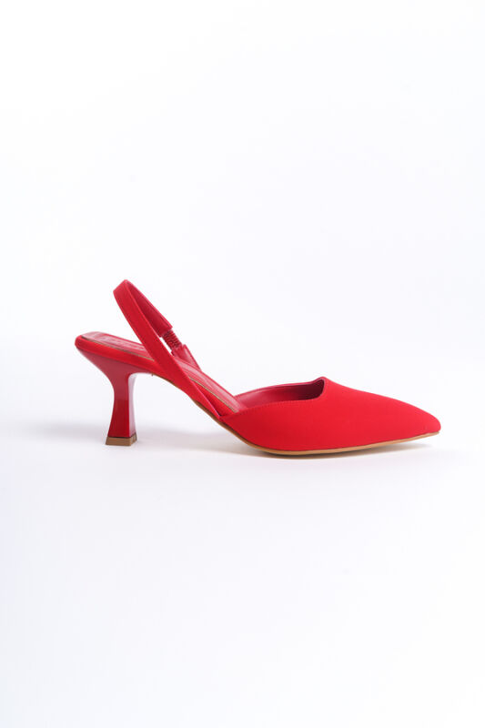 Mubiano MBLNR703-KR Kadın Arkası Açık Sivri Burun Saten Kırmızı Stiletto & Topuklu Ayakkabı - 8