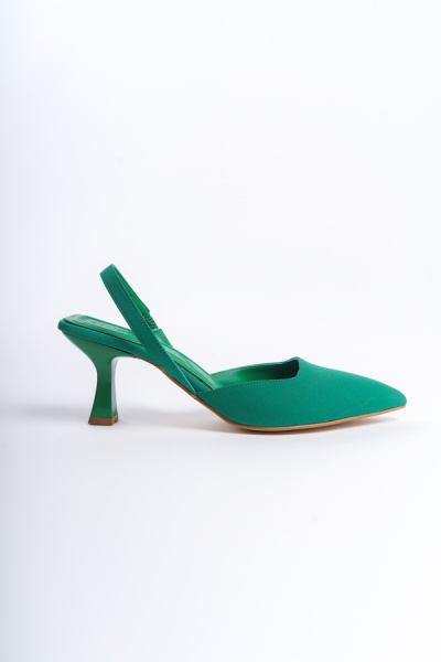 Mubiano MBLNR703-Y Kadın Arkası Açık Sivri Burun Saten Yeşil Stiletto & Topuklu Ayakkabı - 3