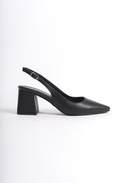 Mubiano MBZFR5025-S Kadın Kısa Blok Topuklu Arkası Açık Siyah Topuklu Ayakkabı - 8